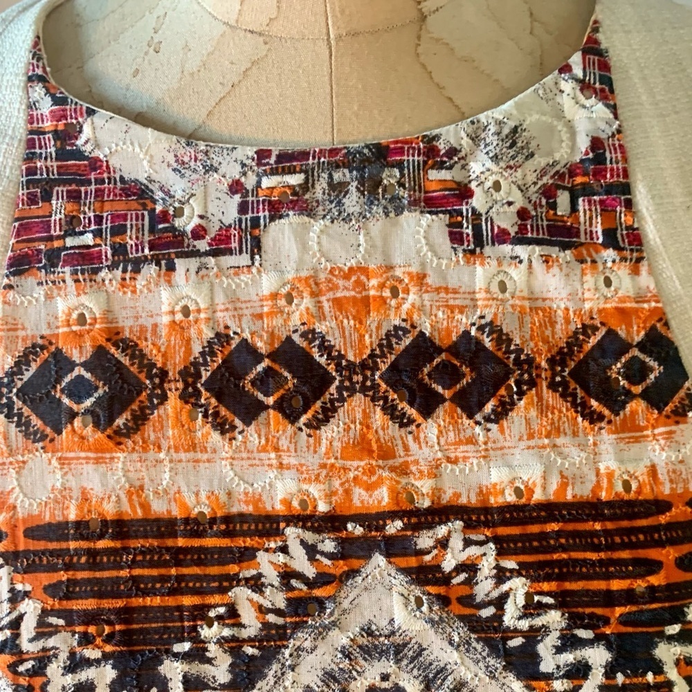 Shona Joy Embroidered Sleeveless Sheath Cotton Summer Dress Womens Size 8 - Picture 3 of 11